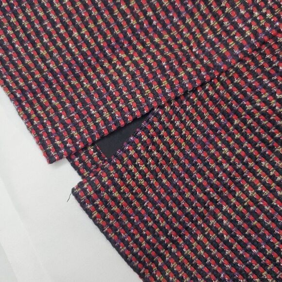 6 THE LIMITED RED TAN PURPLE BLUE WOVEN TEXTURED LINED CAREER SKIRT MEDIUM - Picture 6 of 11